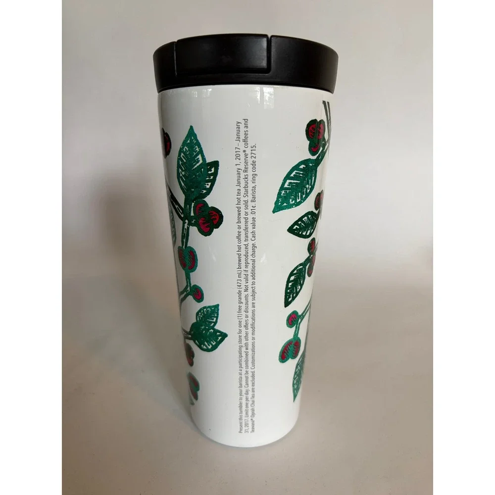 Starbucks 2016 Insulated Holly Berry Tumbler 16 oz. Grande Travel Mug Christmas